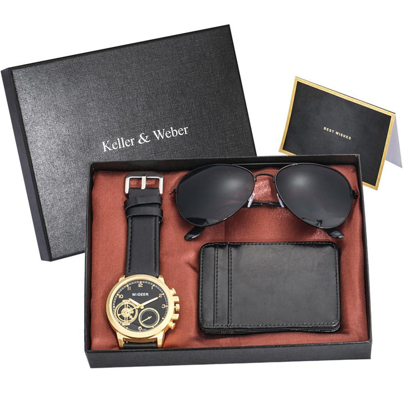 Conjunto Masculino Luxury - Óculos, Carteira e Relógio