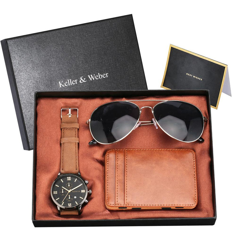 Conjunto Masculino Luxury - Óculos, Carteira e Relógio